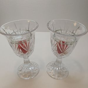 St. George Hurricane Candle Holders 24% Fine Lead Crystal set of 2